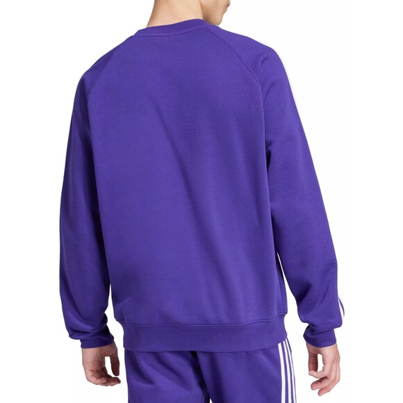 ADIDAS MEN'S ADICOLOR 3 STRIPE CREWNECK SWEATSHIRT PURPLE COLOR SIZE LARGE - Picture 3 of 4